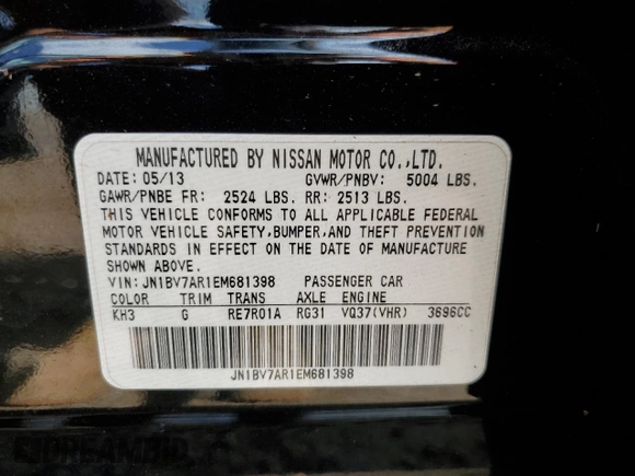2014 Infiniti Q50 Sport with VIN JN1BV7AR1EM681398, listed as a Copart auction lot 80854494 with 128,127 mi miles and Salvage title. Bid and sale history available at DreamBid. Image 12.