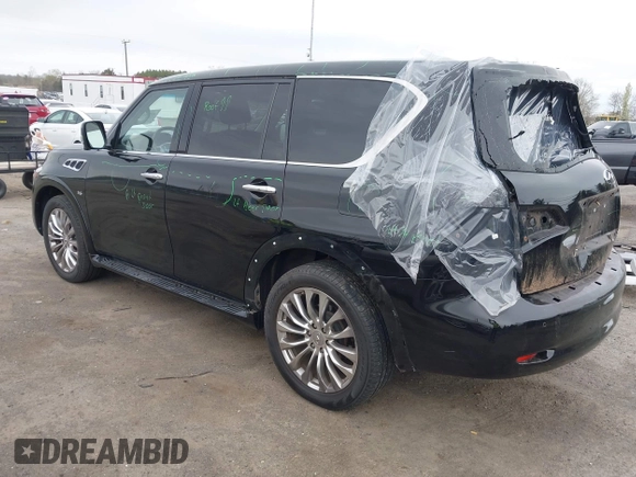 2017 Infiniti QX80 Signature Edition with VIN JN8AZ2NEXH9155628, listed as a IAAI auction lot 41941376 with 90,134 mi miles. Bid and sale history available at carsss.com. Image 3.