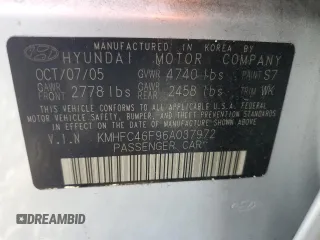 2006 Hyundai Azera SE with VIN KMHFC46F96A037972, listed as a Copart auction lot 61035765 with 140,857 mi miles and Salvage title. Bid and sale history available at DreamBid. Image 12.