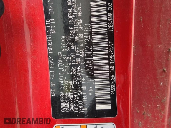 2013 Scion FR-S z VIN JF1ZNAA10D2724180, wystawiony jako Copart lot #55578025 z przebiegiem 124 119 mil mil oraz Czysty tytuł • Clean title. Historia ofert i sprzedaży dostępna na DreamBid. Obrazek 12.