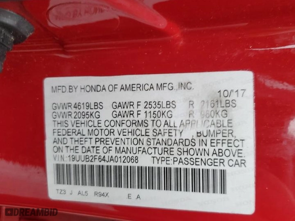 2018 Acura TLX w/A-SPEC Pkg with VIN 19UUB2F64JA012068, listed as a Copart auction lot 49648905 with 49,293 mi miles and Salvage Title. Bid and sale history available at carsss.com. Image 14.