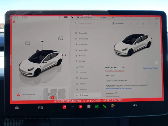 2023 Tesla Model 3 Performance z VIN 5YJ3E1EC7PF432748, wystawiony jako IAAI lot #41841913 z przebiegiem 36 043 mil mil oraz . Historia ofert i sprzedaży dostępna na DreamBid. Obrazek 18.