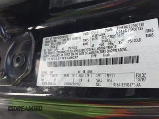 2015 Ford F-150 XLT with VIN 1FTFX1EF1FFC06037, listed as a IAAI auction lot 42525664 with 269,216 mi miles and . Bid and sale history available at DreamBid. Image 9.