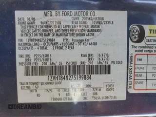 2007 Ford Mustang Deluxe with VIN 1ZVHT84N275199884, listed as a Copart auction lot 46511415 with 180,924 mi miles and Clean Title. Bid and sale history available at carsss.com. Image 12.