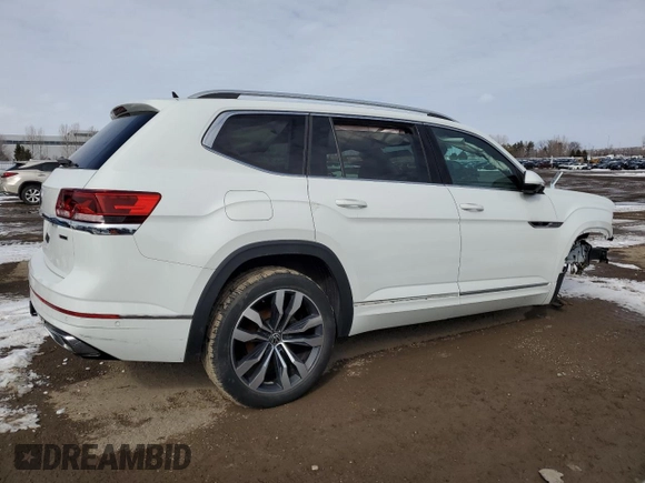 2021 Volkswagen Atlas SEL Premium R-Line with VIN 1V2FR2CA8MC561355, listed as a Copart auction lot 46217855 with 57,076 mi miles and Salvage title. Bid and sale history available at DreamBid. Image 3.