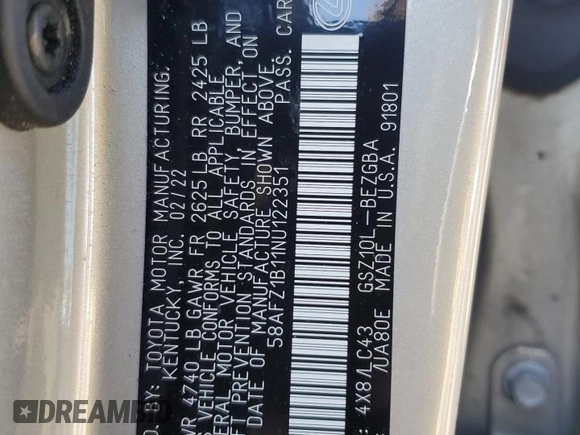 2022 Lexus ES with VIN 58AFZ1B11NU122351, listed as a Copart auction lot 81388374 with 27,198 mi miles and Salvage Title. Bid and sale history available at carsss.com. Image 14.