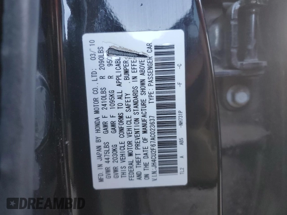 2010 Acura TSX with VIN JH4CU2F67AC023637, listed as a Copart auction lot 41802755 with 302,763 mi miles and Salvage Title. Bid and sale history available at carsss.com. Image 15.