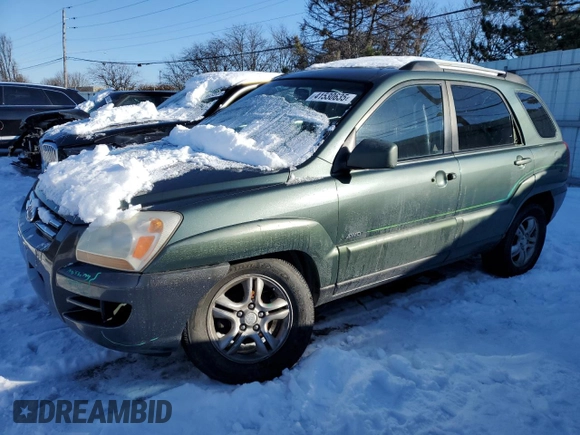 2005 Kia Sportage LX with VIN KNDJE723957107441, listed as a Copart auction lot 41530635 with 146,045 mi miles and Salvage Title. Bid and sale history available at carsss.com. Image 1.