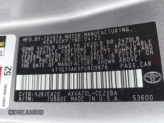 2023 Toyota Camry SE with VIN 4T1G11AKXPU809876, listed as a IAAI auction lot 42100546 with 35,055 mi miles and . Bid and sale history available at DreamBid. Image 9.
