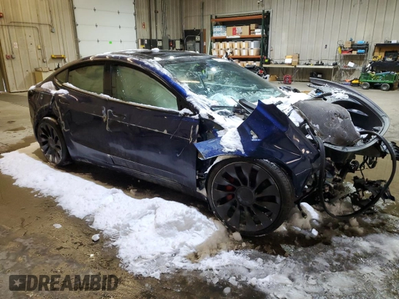 2021 Tesla Model 3 Performance with VIN 5YJ3E1EC2MF985030, listed as a Copart auction lot 44117565 with Not Provided miles and Salvage Title. Bid and sale history available at DreamBid. Image 4.