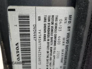 2004 Volvo S60 with VIN YV1RS61T842326873, listed as a Copart auction lot 76056544 with 287,967 mi miles and Salvage Title. Bid and sale history available at carsss.com. Image 12.