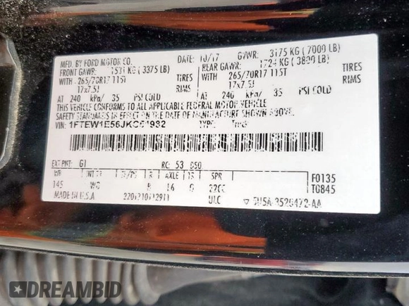 2018 Ford F-150 XL with VIN 1FTEW1E56JKC51982, listed as a Copart auction lot 46106735 with 67,168 mi miles and Salvage Title. Bid and sale history available at carsss.com. Image 13.