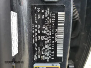 2020 Kia Optima LX with VIN 5XXGT4L32LG448231, listed as a Copart auction lot 47798745 with 84,178 mi miles and Salvage Title. Bid and sale history available at carsss.com. Image 13.