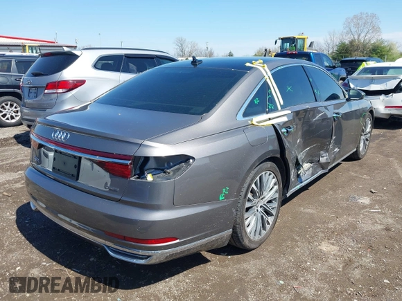 2019 Audi A8 with VIN WAU8DAF82KN004287, listed as a IAAI auction lot 41962495 with 65,053 mi miles and . Bid and sale history available at DreamBid. Image 4.
