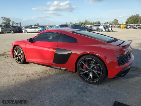 2023 Audi R8 Coupe V10 performance with VIN WUACEAFX6P7902424, listed as a Copart auction lot 81065204 with 6222 miles and Salvage Title. Bid and sale history available at carsss.com. Image 2.
