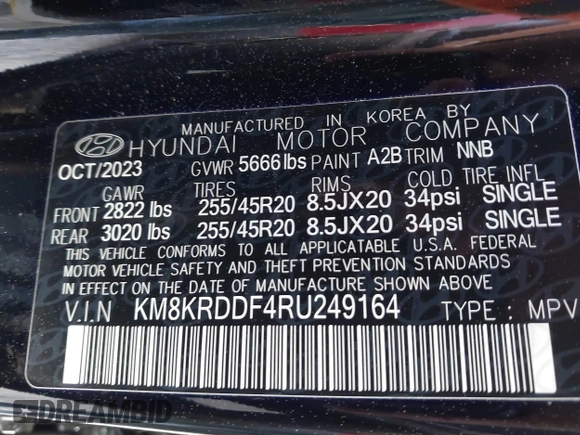2024 Hyundai Ioniq 5 Limited with VIN KM8KRDDF4RU249164, listed as a IAAI auction lot 41903173 with 14,179 mi miles and . Bid and sale history available at DreamBid. Image 9.