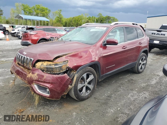 2019 Jeep Cherokee Limited with VIN 1C4PJMDX8KD218158, listed as a Copart auction lot 52881615 with 105,303 mi miles and Salvage Title. Bid and sale history available at DreamBid. Image 1.