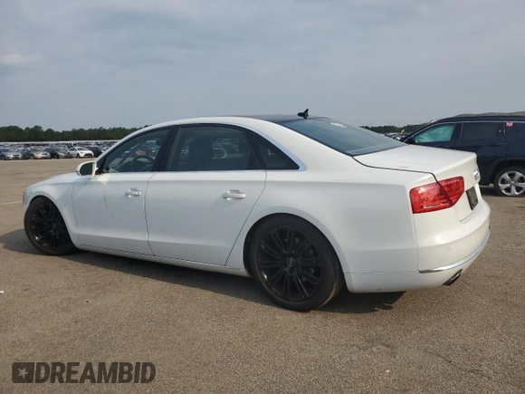 2013 Audi A8 3.0L with VIN WAURGAFD2DN019125, listed as a Copart auction lot 60959515 with 76,585 mi miles and Salvage title. Bid and sale history available at DreamBid. Image 2.