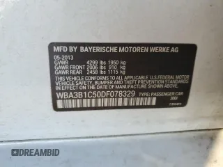 2013 BMW 3 Series 320i with VIN WBA3B1C50DF078329, listed as a Copart auction lot 85543174 with 207,120 mi miles and Salvage Title. Bid and sale history available at carsss.com. Image 14.