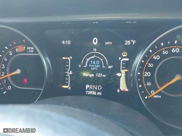 2020 Jeep Wrangler Unlimited North Edition with VIN 1C4HJXEN9LW157444, listed as a IAAI auction lot 41587642 with 73,936 mi miles. Bid and sale history available at carsss.com. Image 7.