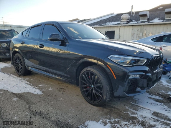 2021 BMW X6 xDrive40i with VIN 5UXCY6C08M9H60118, listed as a Copart auction lot 83570394 with 0 mi miles and Salvage Title. Bid and sale history available at carsss.com. Image 4.