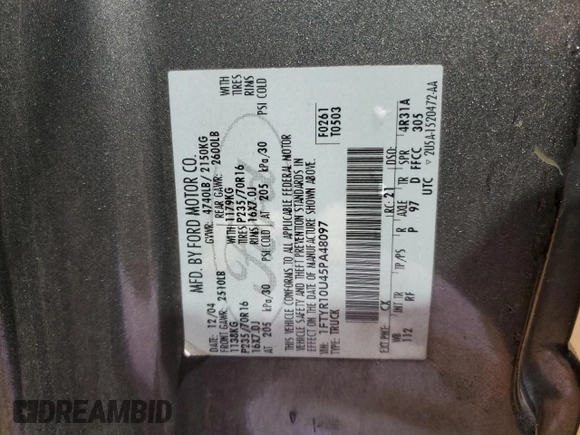2005 Ford Ranger XL z VIN 1FTYR10U45PA48097, wystawiony jako Copart lot #45024735 z przebiegiem 136 421 mil mil oraz Szkoda całkowita • Salvage title. Historia ofert i sprzedaży dostępna na DreamBid. Obrazek 14.