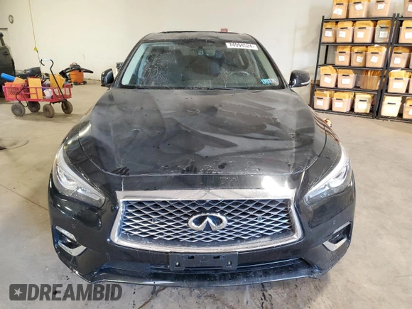2021 Infiniti Q50 Luxe with VIN JN1EV7BR3MM750246, listed as a Copart auction lot 74994524 with 75,033 mi miles and Salvage Title. Bid and sale history available at carsss.com. Image 5.