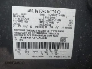 2023 Ford Explorer Limited z VIN 1FMSK8FH2PGA58347, wystawiony jako IAAI lot #41685319 z przebiegiem 34 228 mil mil oraz . Historia ofert i sprzedaży dostępna na DreamBid. Obrazek 9.