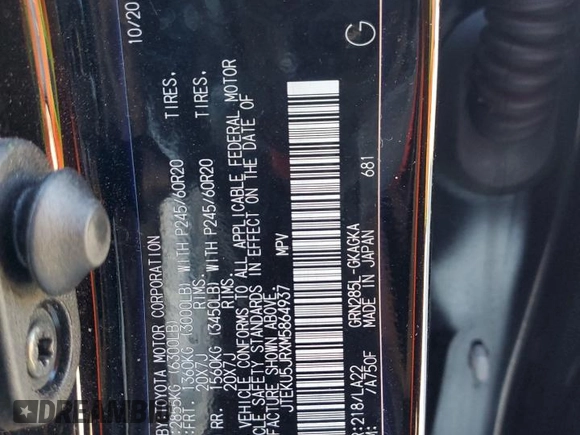 2021 Toyota 4Runner Limited with VIN JTEKU5JRXM5864937, listed as a Copart auction lot 69126922 with Not provided miles and . Bid and sale history available at DreamBid. Image 15.