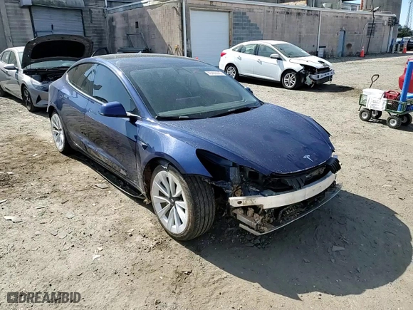 2022 Tesla Model 3 Long Range with VIN 5YJ3E1EB9NF185625, listed as a Copart auction lot 46499945 with 72,416 mi miles and Salvage Title. Bid and sale history available at carsss.com. Image 11.