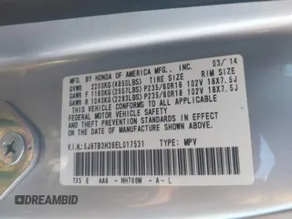 2014 Acura RDX with VIN 5J8TB3H36EL017531, listed as a IAAI auction lot 42069793 with 64,439 mi miles. Bid and sale history available at carsss.com. Image 9.