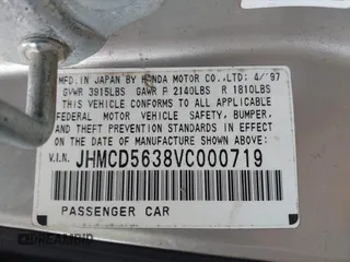 1997 Honda Accord LX with VIN JHMCD5638VC000719, listed as a IAAI auction lot 42190141 with 325,010 mi miles and . Bid and sale history available at carsss.com. Image 9.
