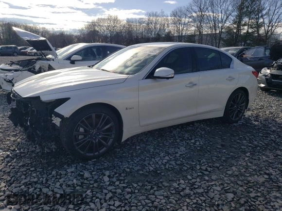 2016 Infiniti Q50 3.0t Red Sport 400 with VIN JN1FV7AR7GM451515, listed as a Copart auction lot 49716605 with 50,656 mi miles and Salvage Title. Bid and sale history available at carsss.com. Image 1.