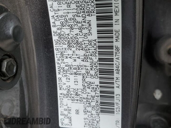2014 Toyota Tacoma with VIN 3TMLU4EN3EM147754, listed as a Copart auction lot 41850385 with 138,243 mi miles and Salvage Title. Bid and sale history available at carsss.com. Image 12.