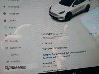 2022 Tesla Model Y Performance with VIN 7SAYGDEFXNF396758, listed as a Copart auction lot 59006365 with 47,882 mi miles and Salvage title. Bid and sale history available at DreamBid. Image 9.