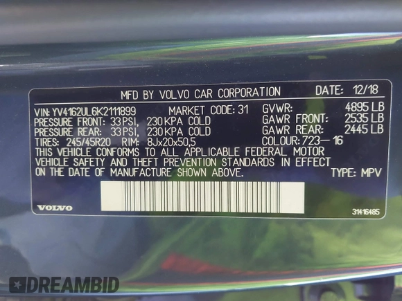 2019 Volvo XC40 Inscription с VIN YV4162UL6K2111899, выставлен на аукционе IAAI как лот 41746026 с пробегом 59 319 миль миль и . История ставок и продаж доступна на DreamBid. Изображение 9.