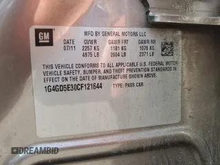 2012 Buick LaCrosse Premium 1 with VIN 1G4GD5E30CF121644, listed as a Copart auction lot 58860105 with 135,551 mi miles and Salvage title. Bid and sale history available at DreamBid. Image 12.