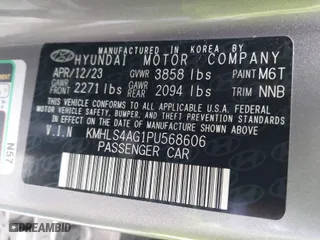 2023 Hyundai Elantra SEL with VIN KMHLS4AG1PU568606, listed as a IAAI auction lot 41397658 with 31,950 mi miles. Bid and sale history available at carsss.com. Image 9.
