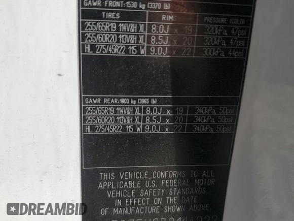 2023 Land Rover Defender X-Dynamic SE with VIN SALE27EU6P2114922, listed as a Copart auction lot 54155495 with 24,335 mi miles and Salvage Title. Bid and sale history available at DreamBid. Image 13.