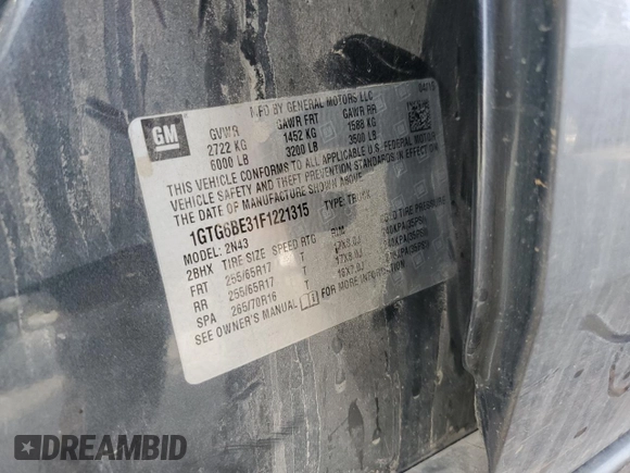 2015 GMC Canyon 4WD SLE with VIN 1GTG6BE31F1221315, listed as a Copart auction lot 78237394 with 93,411 mi miles and Salvage Title. Bid and sale history available at carsss.com. Image 12.