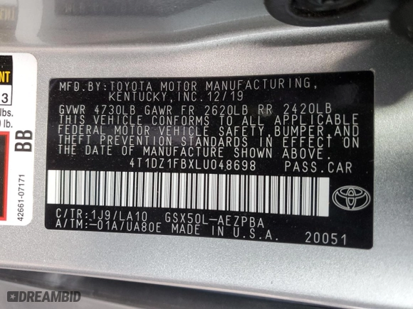 2020 Toyota Avalon Limited with VIN 4T1DZ1FBXLU048698, listed as a Copart auction lot 86864164 with 12,615 mi miles and Salvage Title. Bid and sale history available at carsss.com. Image 15.