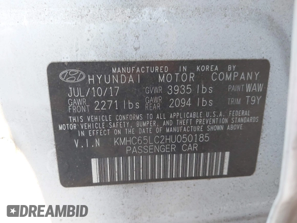 2017 Hyundai Ioniq Blue z VIN KMHC65LC2HU050185, wystawiony jako IAAI lot #42071522 z przebiegiem 105 186 mil mil oraz . Historia ofert i sprzedaży dostępna na DreamBid. Obrazek 9.