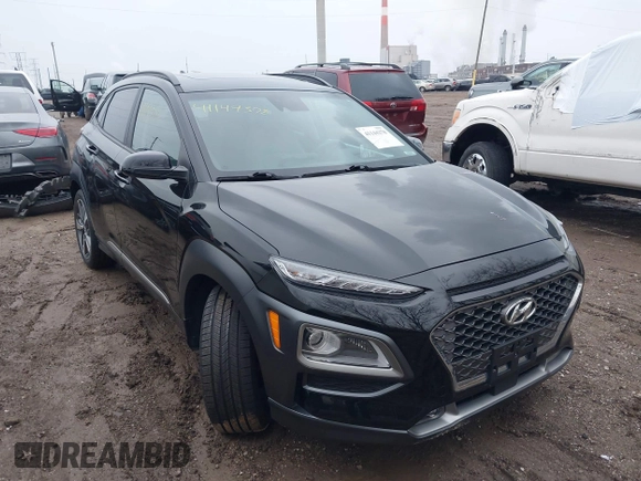 2021 Hyundai Kona Ultimate with VIN KM8K5CA59MU657508, listed as a IAAI auction lot 41144378 with 15,828 mi miles. Bid and sale history available at carsss.com. Image 1.