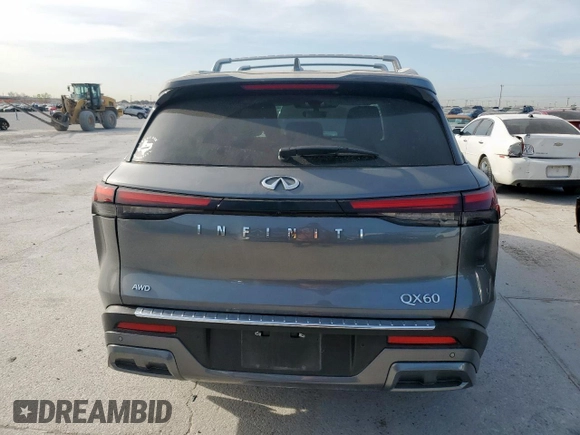 2023 Infiniti QX60 Sensory with VIN 5N1DL1GS6PC331997, listed as a Copart auction lot 50126055 with 37,710 mi miles and Salvage title. Bid and sale history available at DreamBid. Image 6.