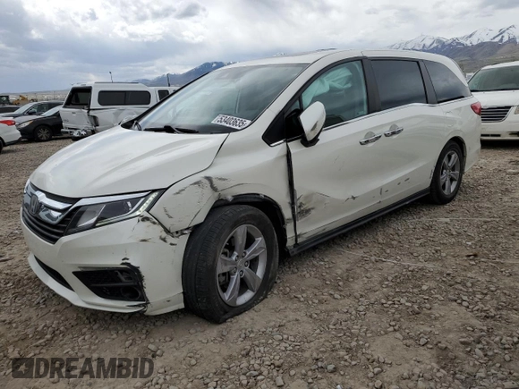 2018 Honda Odyssey EX-L with VIN 5FNRL6H71JB059936, listed as a Copart auction lot 53403635 with 94,745 mi miles and Salvage Title. Bid and sale history available at DreamBid. Image 1.