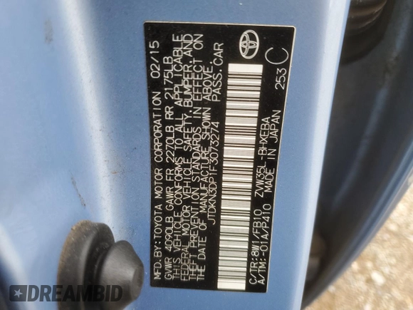 2015 Toyota Prius Advanced z VIN JTDKN3DP1F3073274, wystawiony jako Copart lot #48036365 z przebiegiem 149 052 mil mil oraz Szkoda całkowita • Salvage title. Historia ofert i sprzedaży dostępna na DreamBid. Obrazek 13.