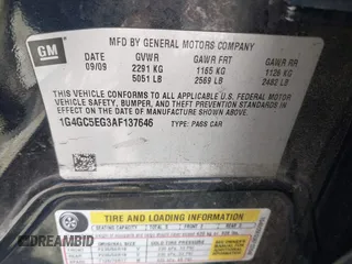 2010 Buick LaCrosse CXL with VIN 1G4GC5EG3AF137646, listed as a IAAI auction lot 41952467 with 263,319 mi miles and . Bid and sale history available at DreamBid. Image 9.