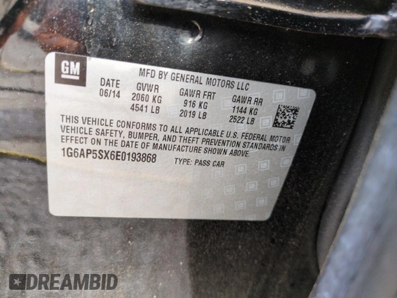 2014 Cadillac CTS RWD z VIN 1G6AP5SX6E0193868, wystawiony jako Copart lot #51795485 z przebiegiem 100 039 mil mil oraz Szkoda całkowita • Salvage title. Historia ofert i sprzedaży dostępna na DreamBid. Obrazek 12.