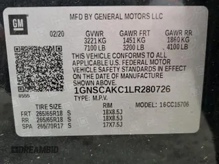 2020 Chevrolet Tahoe LS z VIN 1GNSCAKC1LR280726, wystawiony jako Copart lot #43128095 z przebiegiem 89 050 mil mil oraz Szkoda całkowita • Salvage title. Historia ofert i sprzedaży dostępna na DreamBid. Obrazek 14.