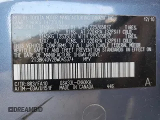 2011 Toyota RAV4 with VIN 2T3BK4DV2BW045374, listed as a Copart auction lot 88133175 with 175,183 mi miles and Salvage Title. Bid and sale history available at carsss.com. Image 13.
